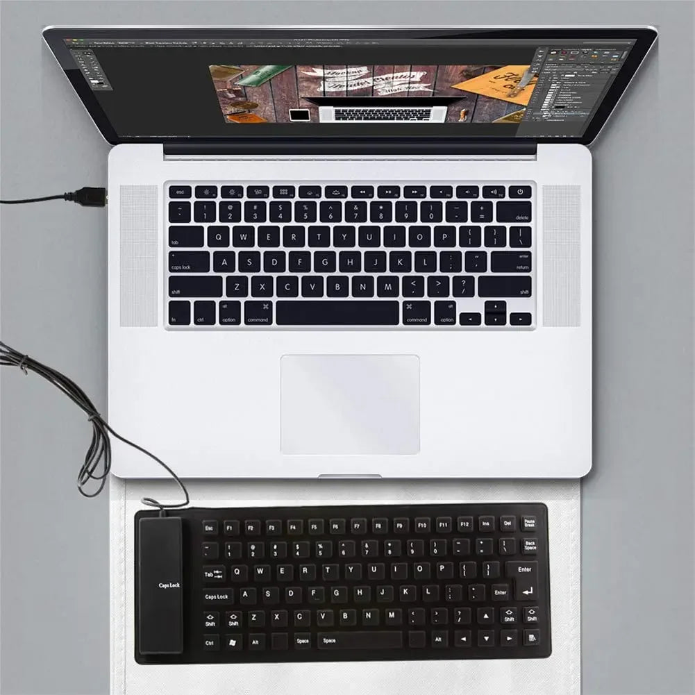 85/109Keys Foldable Silicone Keyboard USB Wired Silent Key Waterproof Dustproof Rollup Soft Touch Keyboard for Notebook Laptop