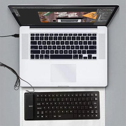 85/109Keys Foldable Silicone Keyboard USB Wired Silent Key Waterproof Dustproof Rollup Soft Touch Keyboard for Notebook Laptop